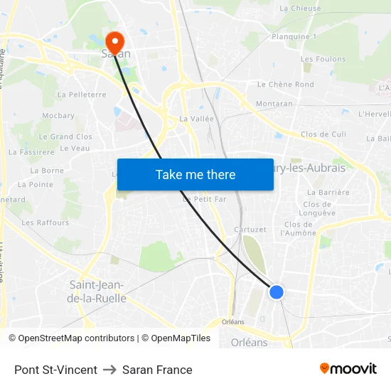 Pont St-Vincent to Saran France map