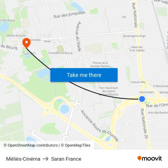 Méliès-Cinéma to Saran France map