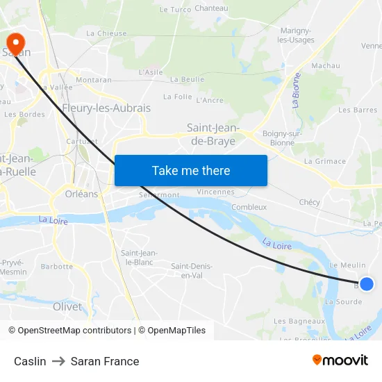 Caslin to Saran France map