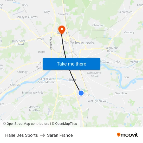 Halle Des Sports to Saran France map