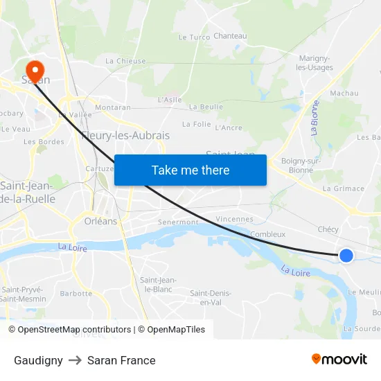 Gaudigny to Saran France map