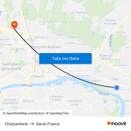 Charpenterie to Saran France map