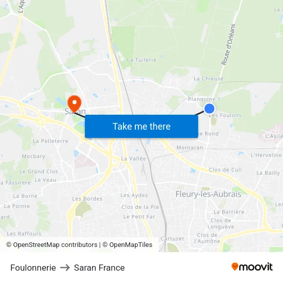 Foulonnerie to Saran France map
