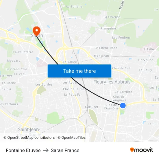 Fontaine Étuvée to Saran France map