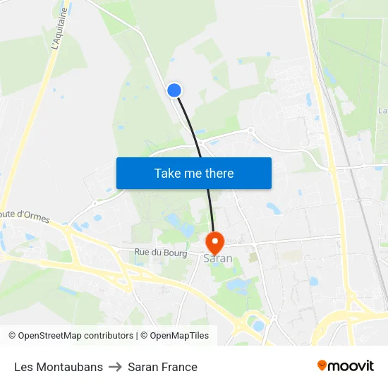 Les Montaubans to Saran France map