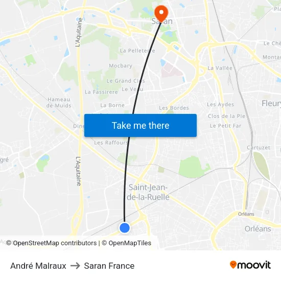 André Malraux to Saran France map