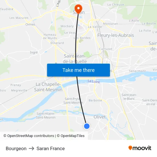 Bourgeon to Saran France map