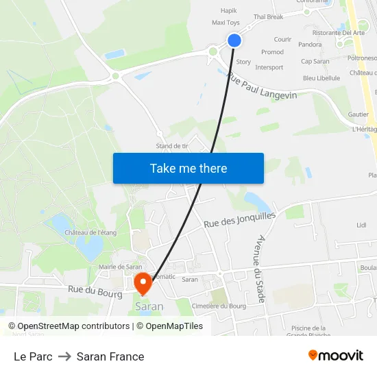 Le Parc to Saran France map