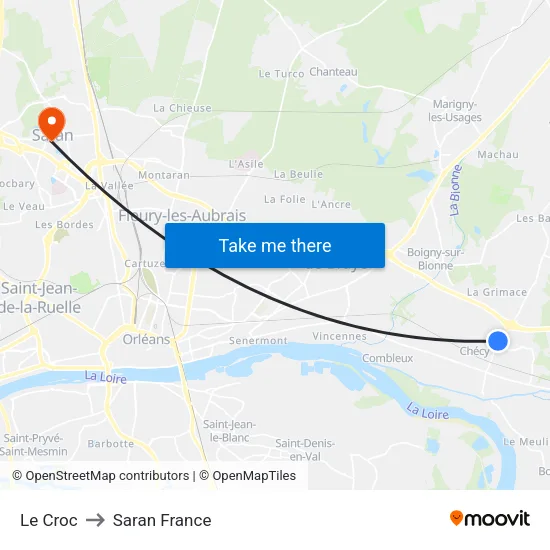 Le Croc to Saran France map