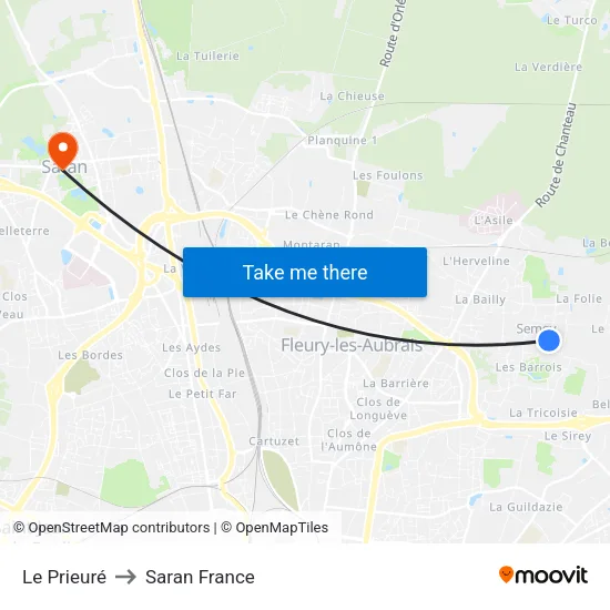 Le Prieuré to Saran France map