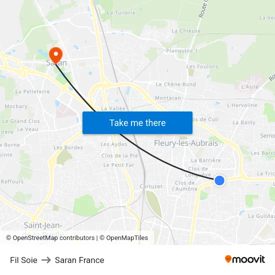 Fil Soie to Saran France map