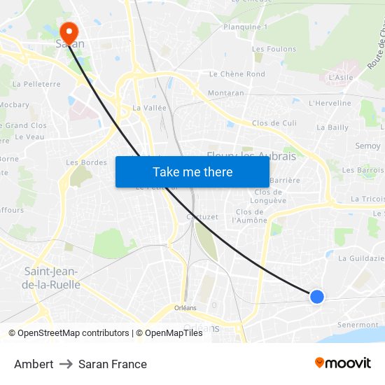 Ambert to Saran France map