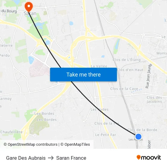 Gare Des Aubrais to Saran France map