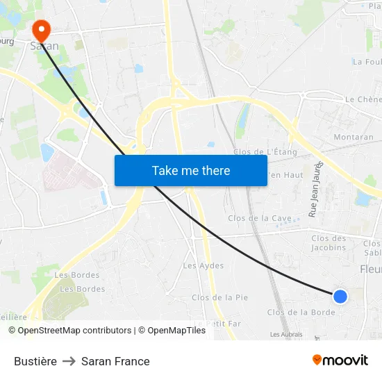Bustière to Saran France map