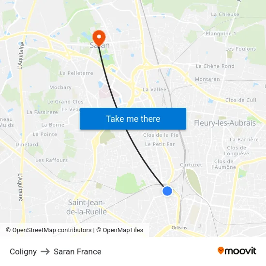 Coligny to Saran France map