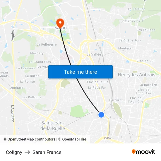 Coligny to Saran France map
