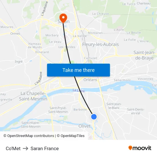 Co'Met to Saran France map