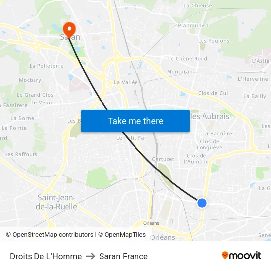 Droits De L'Homme to Saran France map