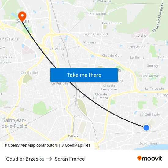 Gaudier-Brzeska to Saran France map