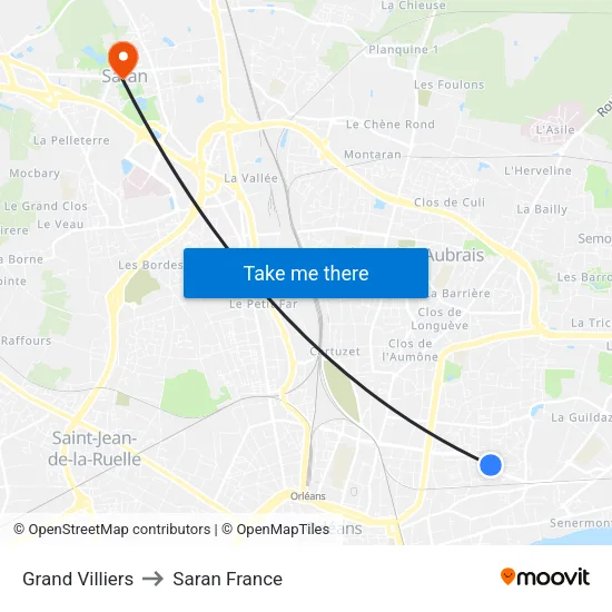 Grand Villiers to Saran France map