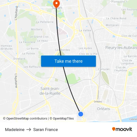 Madeleine to Saran France map