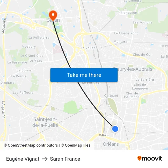 Eugène Vignat to Saran France map