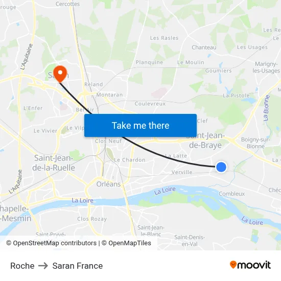 Roche to Saran France map