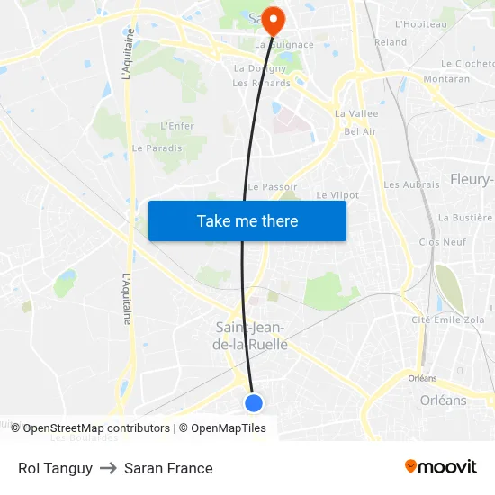 Rol Tanguy to Saran France map