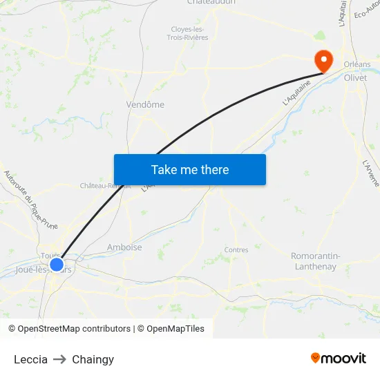 Leccia to Chaingy map