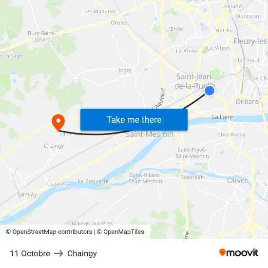 11 Octobre to Chaingy map
