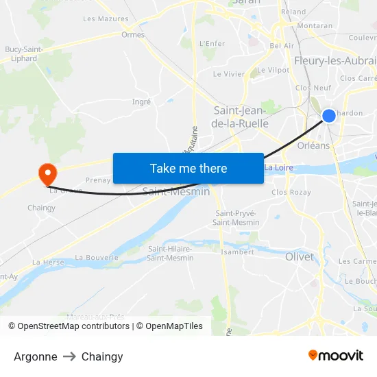 Argonne to Chaingy map