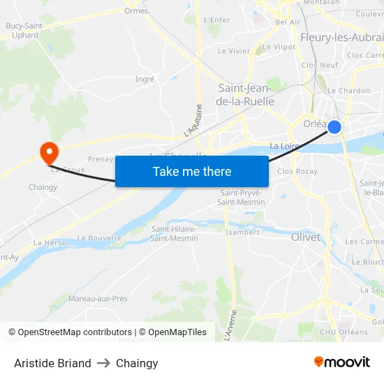Aristide Briand to Chaingy map