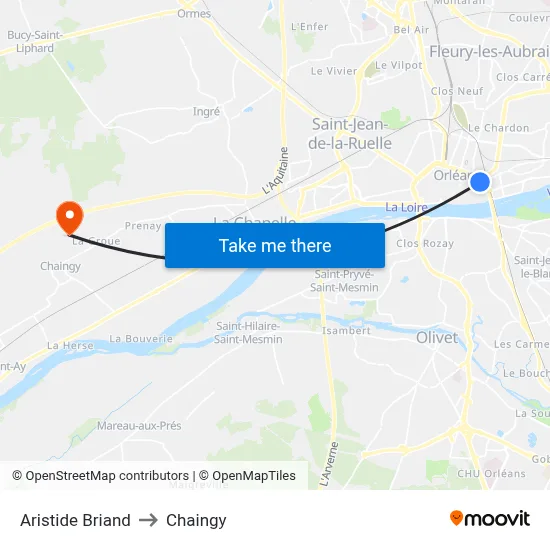 Aristide Briand to Chaingy map