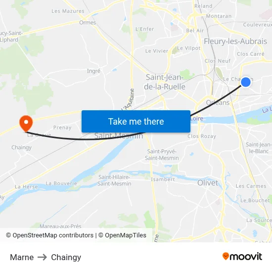 Marne to Chaingy map