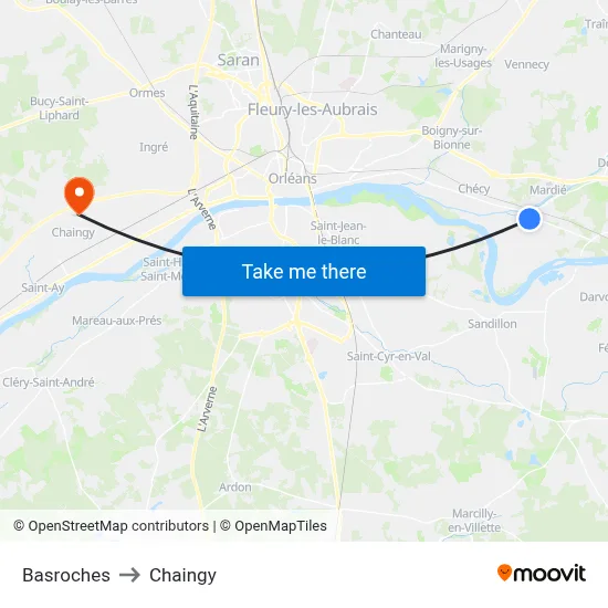 Basroches to Chaingy map
