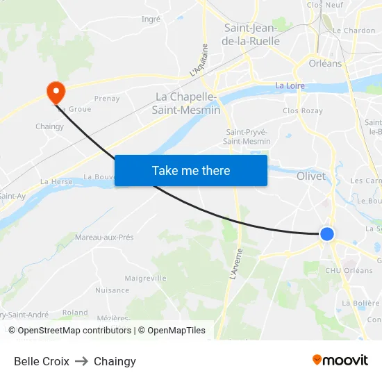 Belle Croix to Chaingy map