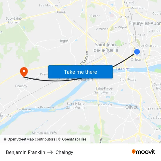 Benjamin Franklin to Chaingy map