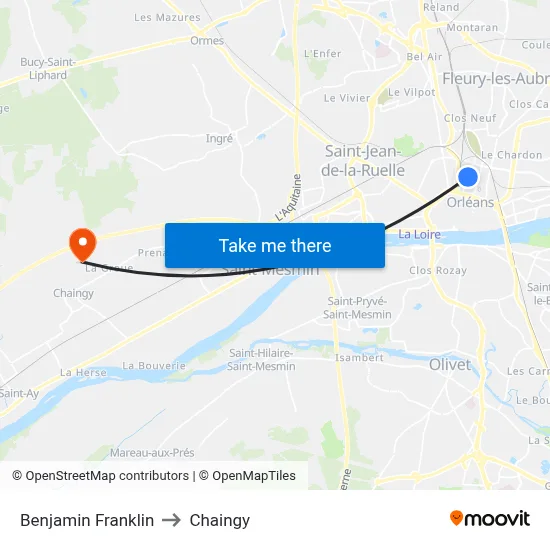 Benjamin Franklin to Chaingy map