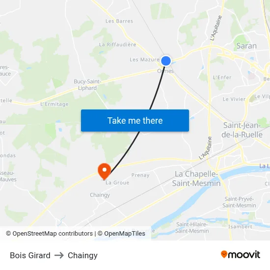 Bois Girard to Chaingy map