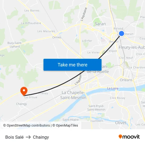Bois Salé to Chaingy map