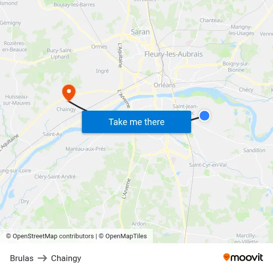Brulas to Chaingy map