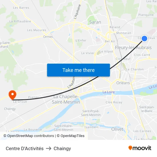 Centre D’Activités to Chaingy map