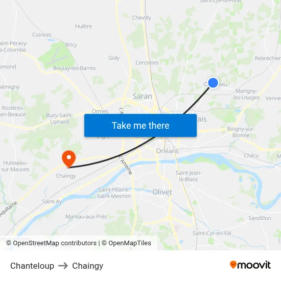 Chanteloup to Chaingy map