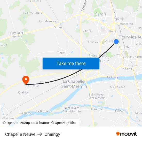 Chapelle Neuve to Chaingy map