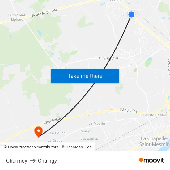 Charmoy to Chaingy map