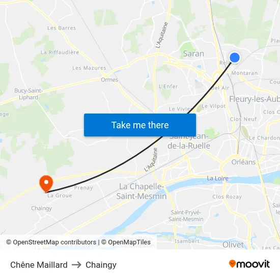 Chêne Maillard to Chaingy map