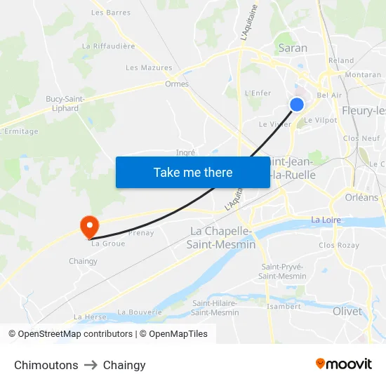 Chimoutons to Chaingy map