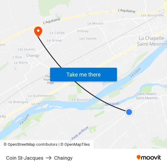 Coin St-Jacques to Chaingy map