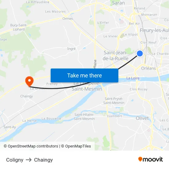 Coligny to Chaingy map