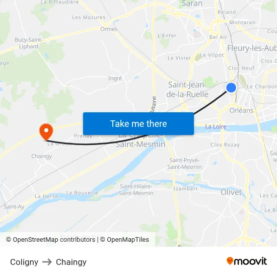Coligny to Chaingy map
